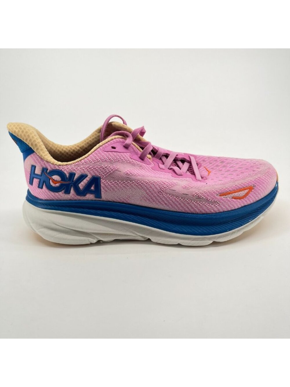 Hoka One One Clifton 9 Womens Size 8 Pink Blue Athletic Running Shoes Sneakers